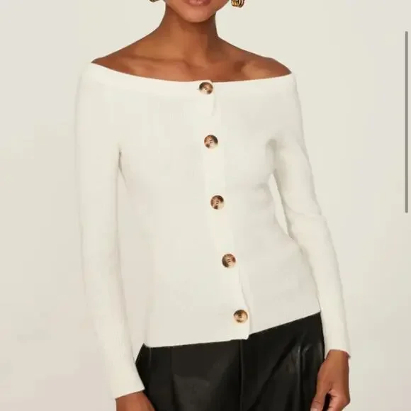 NAADAM Off The Shoulder Cardigan Size Large - Picture 1 of 8